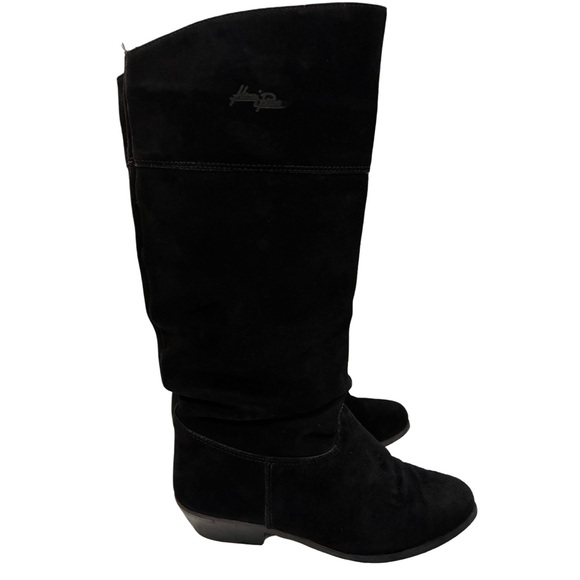 [7] HENRI PIERRE Boots Vintage Suede Leather Slouch 90s 1” heel knee high - Picture 7 of 8